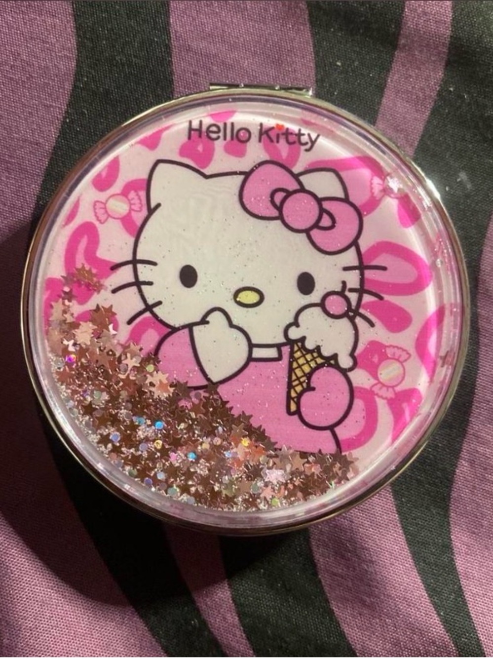 Hello Kitty Pink Star Glitter Pocket Mirror